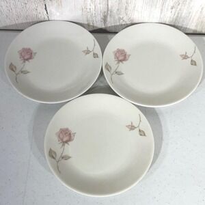 Iroquois Impromptu Beige Rose Bread Plates Set of 3 Ben Seibel MCM Pink White